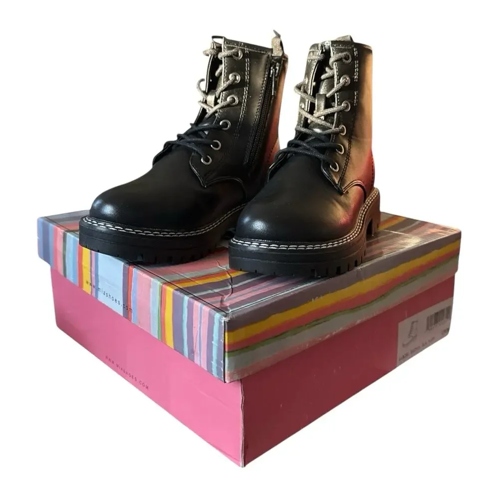 MIA Kids Boots Toddler Girls Taunya Side Zip Combat Black Moto SZ/ 13